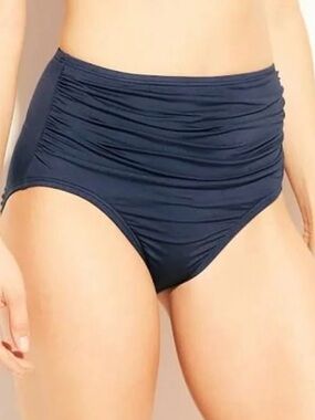 Merona High Waisted Navy Ruched Bikini Bottom  Size M